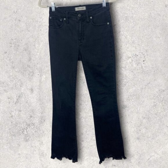 Madewell Tall Black Cali Demi-Boot Chewed Hem Jeans Size 25 Tall Raw Kick Flare - Picture 5 of 14